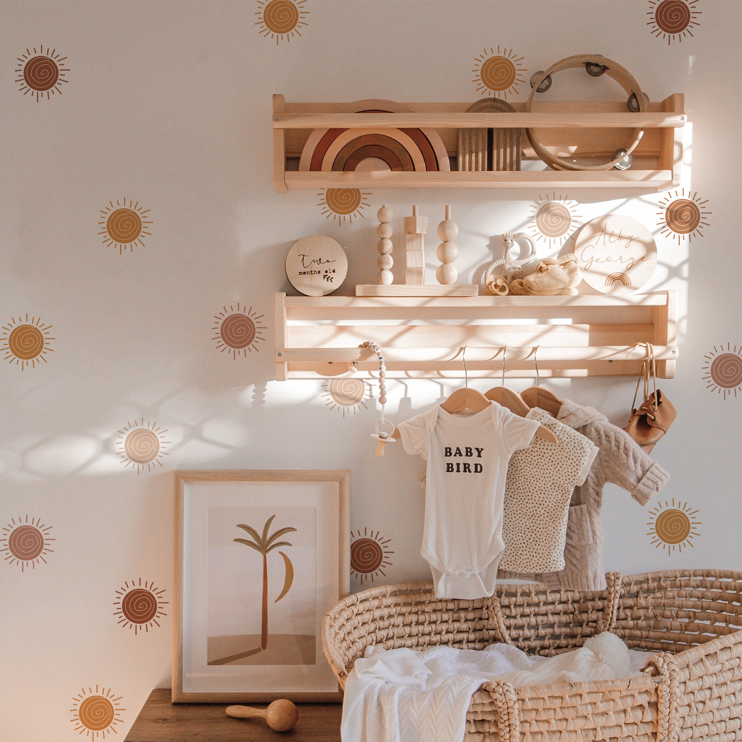Baby Nursery Wallpaper Girl - Boho Cartoon Creative Sun Wall Stickers