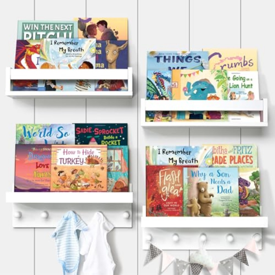 Baby Nursery Floating Shelves - Set of Four Floating Book Shelves