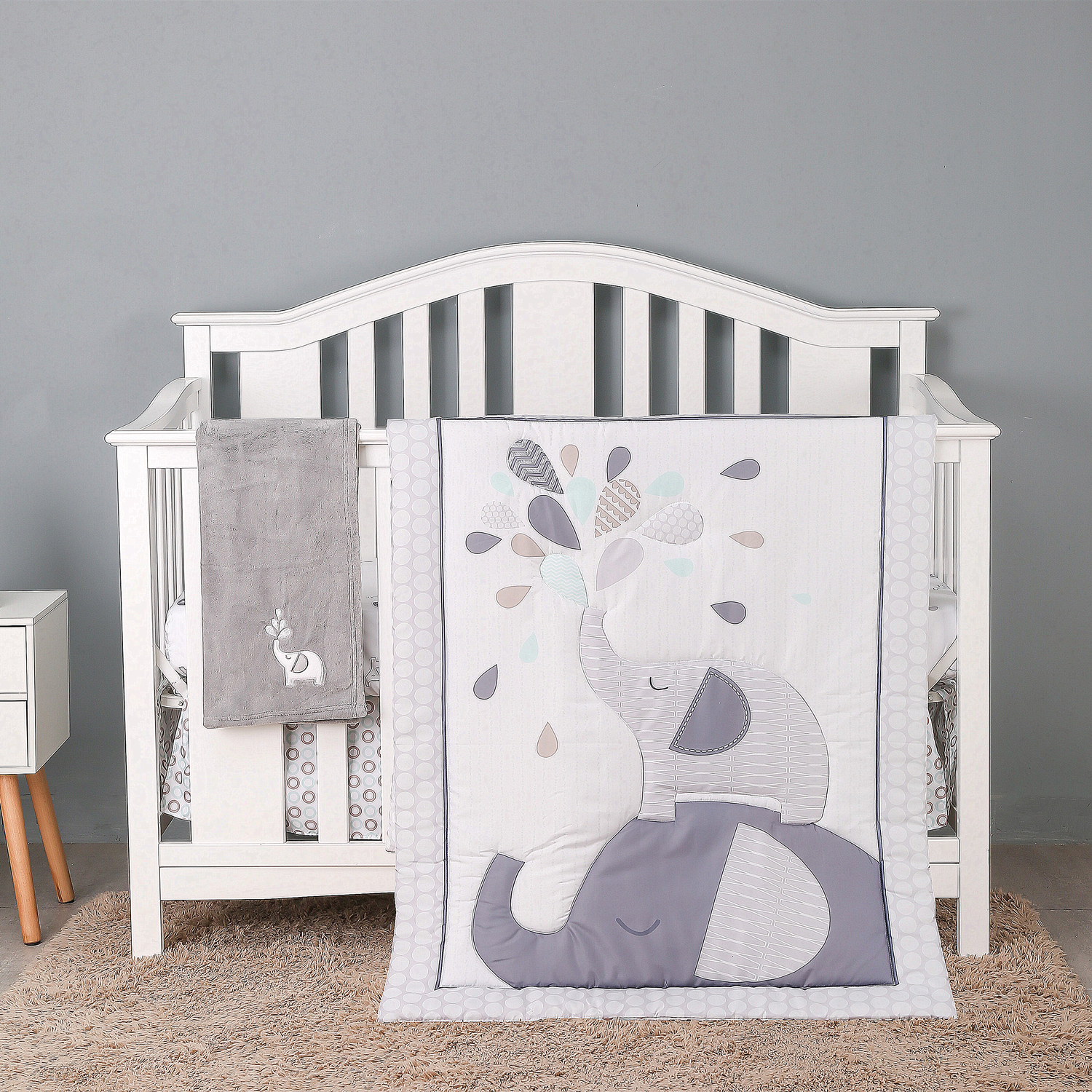 Baby Nursery Bedding - 4Pcs Crib Bedding Set for Boys