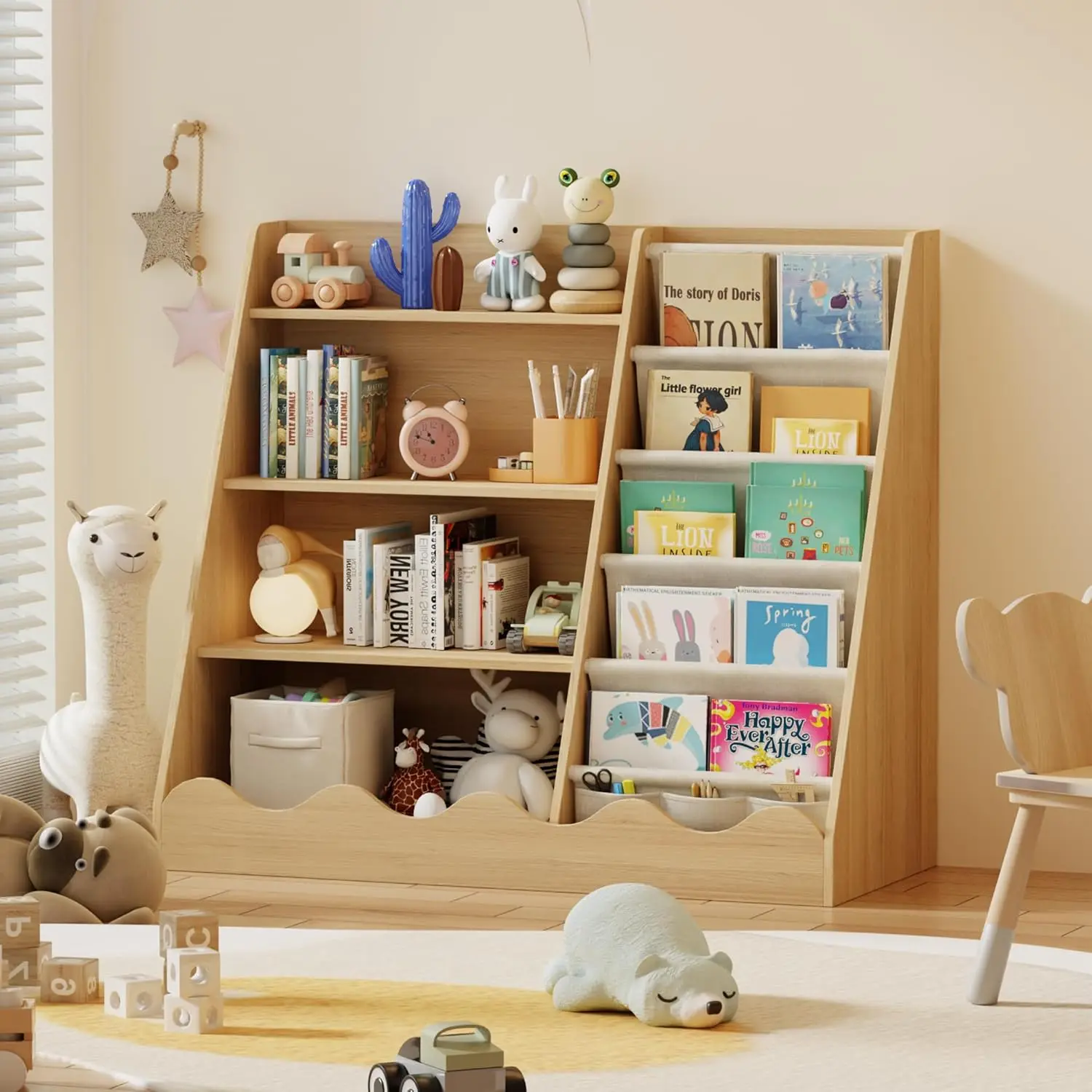 Baby Nursery Storage - Wooden Kids Bookcase 4 Tier Baby