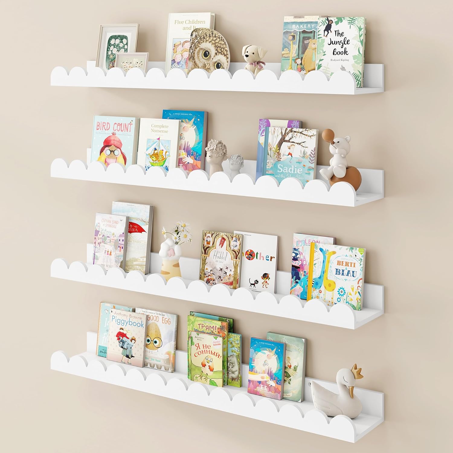 Baby Nursery Floating Shelves - 28 Inch Scalloped Floating Shelf Set