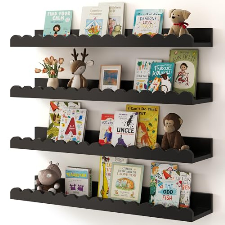 Baby Nursery Floating Shelves - Nursery Book Shelves 4-Pack Floating Shelves