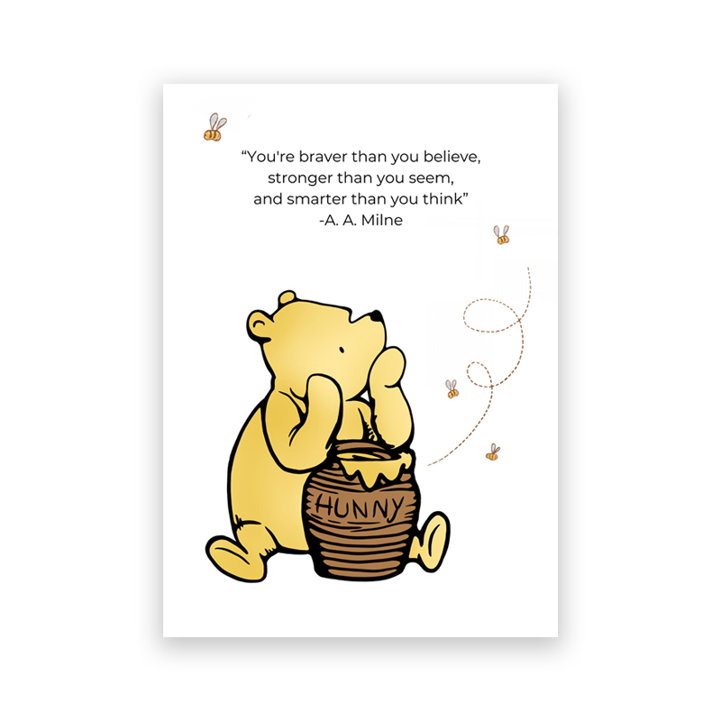 Baby Nursery Quotes Wall Art - Watercolor Winnie the Pooh Canvas Poster