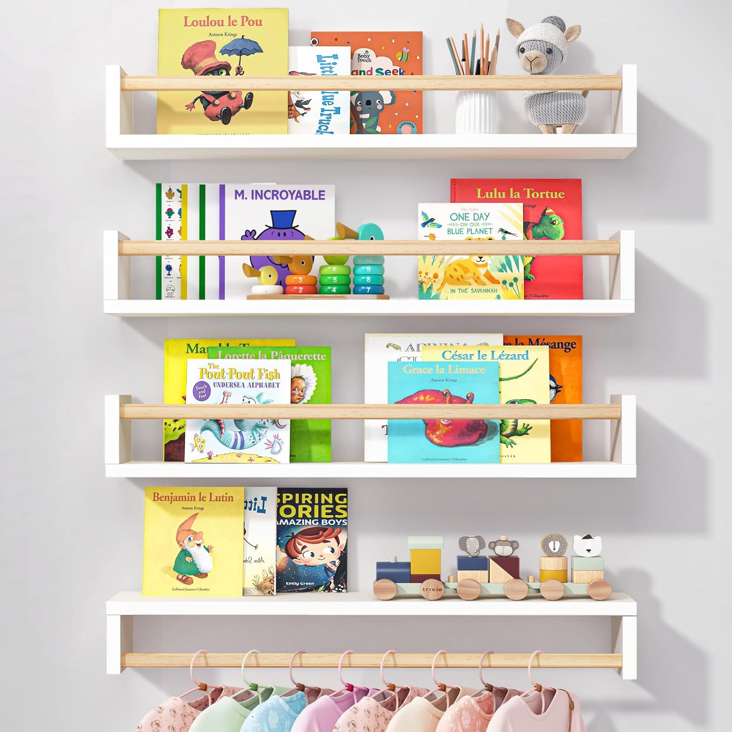 Baby Nursery Floating Shelves - Nursery Book Shelves, 23.6 Inch Floating