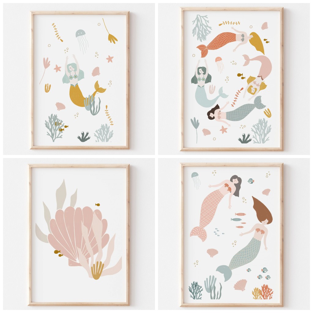 Baby Nursery Themes Girl - 1pc frameless Boho Nursery Ocean Themed