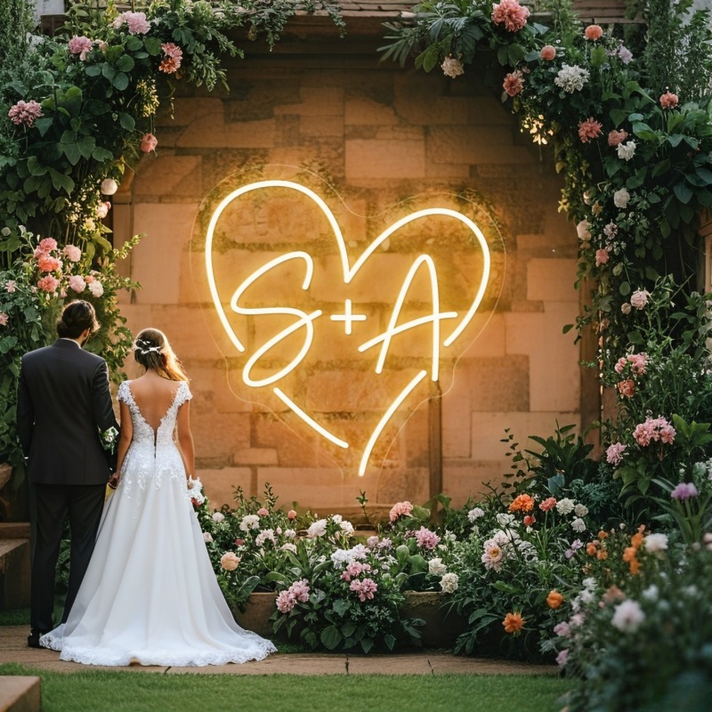 Baby Nursery Name Sign - Custom Initials Heart LED Neon Sign,