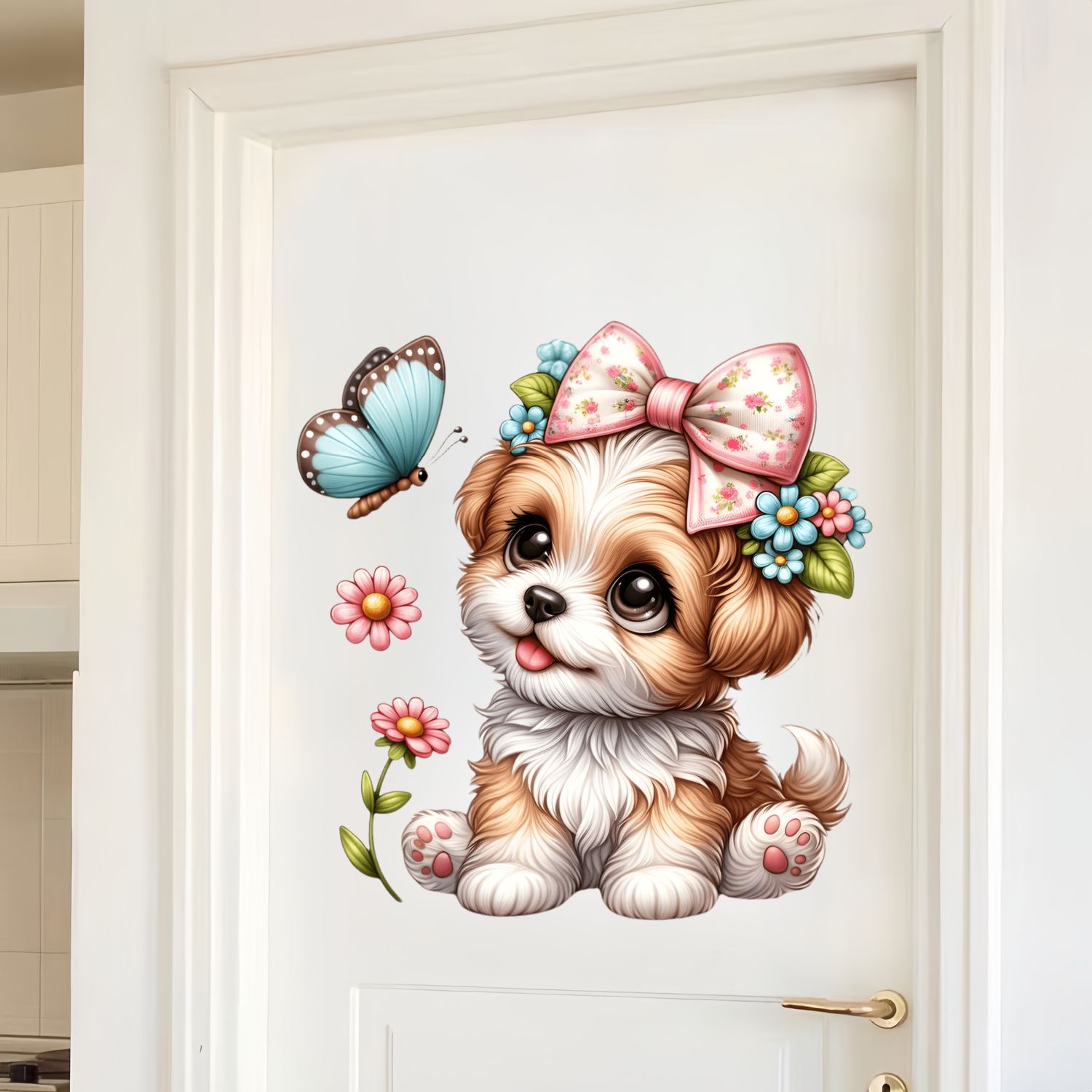 Baby Nursery Wallpaper - Flower and Dog Wall Sticker Baby