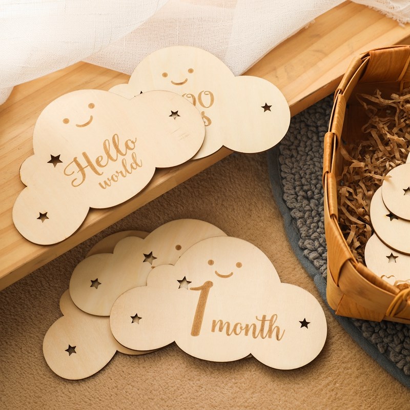 Baby Nursery Set - 8pcs/set Wooden Baby Milestone Cards Cute
