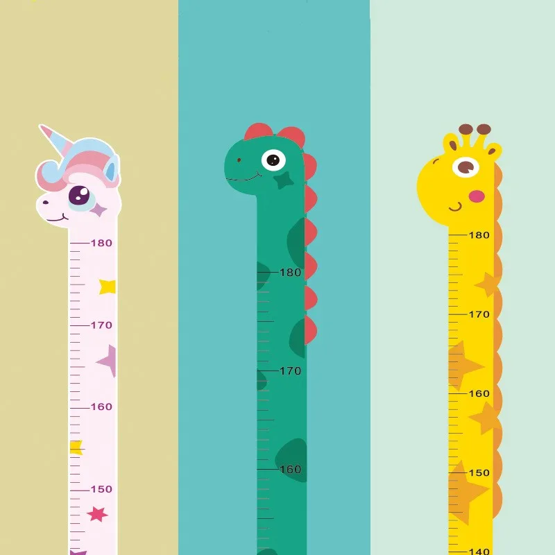 Baby Nursery Wallpaper - Cartoon Animals Baby Height Measure Ruler