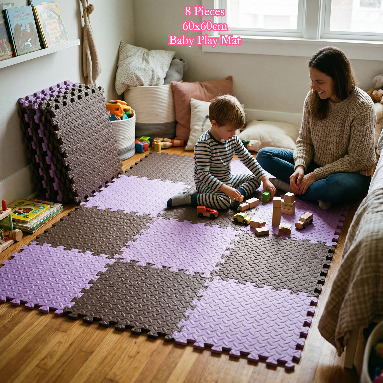 Baby Nursery Carpet - 8Pcs 60x60cm Baby Play Mat 1cm
