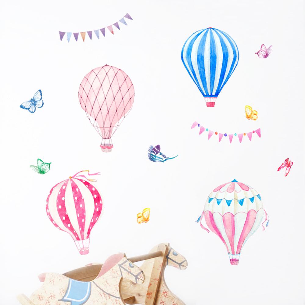Baby Nursery Wallpaper - Cartoon Hot Air Balloon Wall Sticker