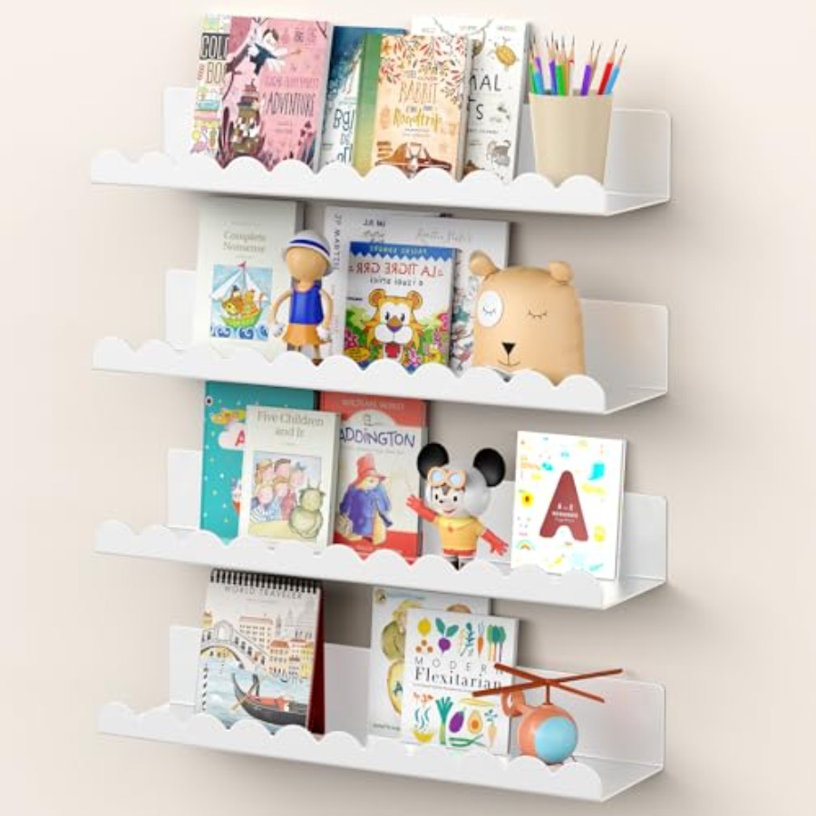 Baby Nursery Floating Shelves - Nursery Book Shelves 17 Inch Metal
