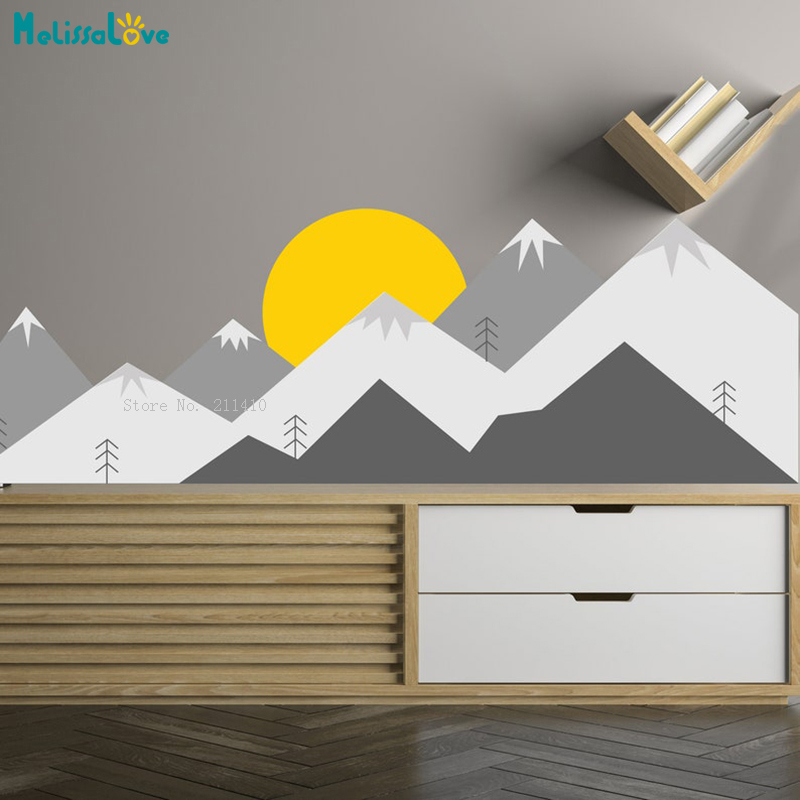 Baby Nursery Wallpaper - Colorful Mountains Wall Decals Vinyl Home