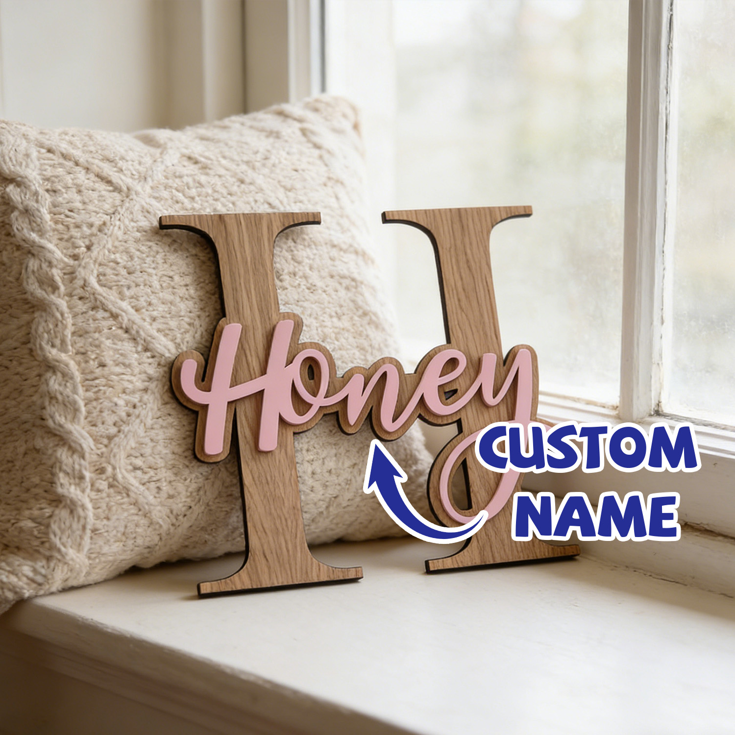 Baby Nursery Diy - 1Pc Custom Pink Alphabet Name Wooden