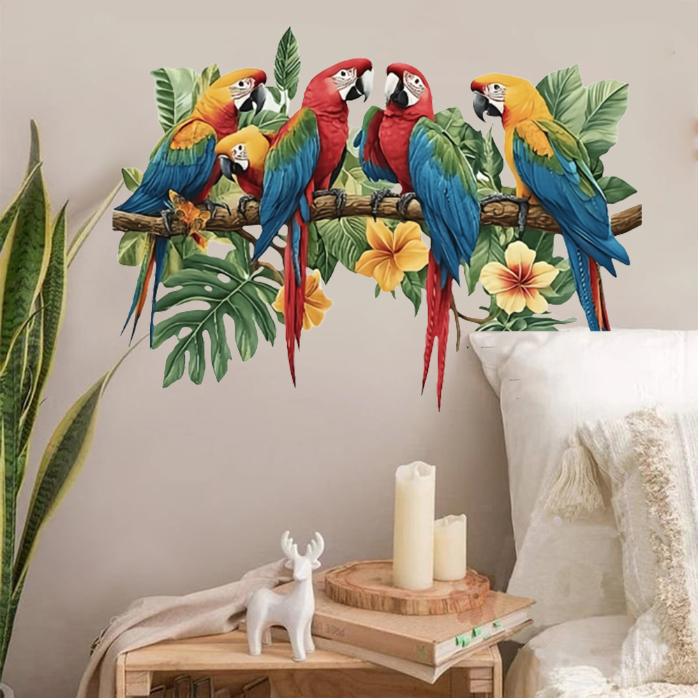 Baby Nursery Set Furniture - 3Pcs Parrots on Branch Wall Stickers