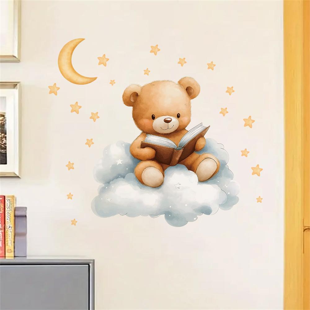 Cute Bear Moon Star Wall Stick - Baby Nursery Wallpaper Girl recensione e prezzo