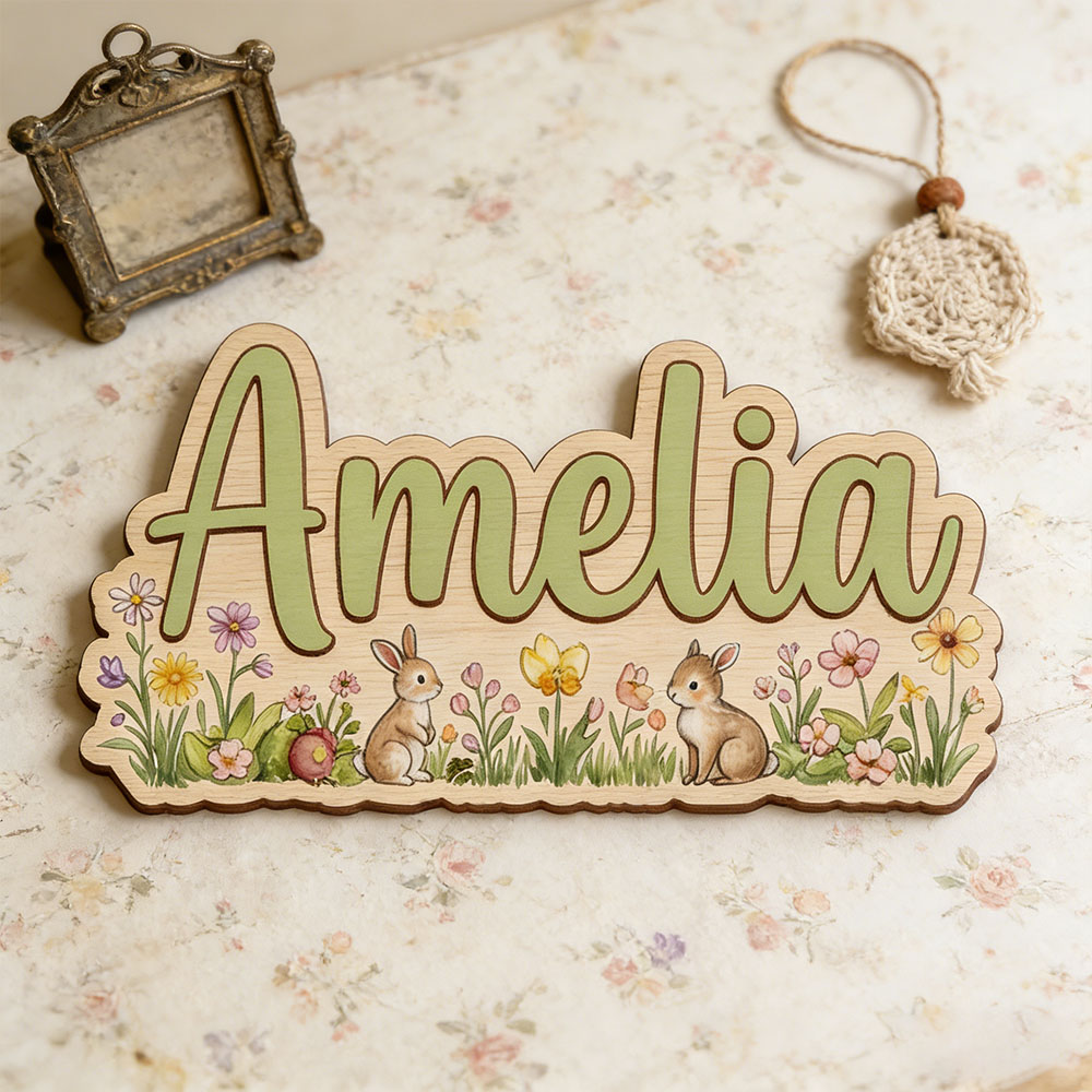Personalized  'Two Bunnies Wil - Baby Nursery Themes Girl recensione e prezzo