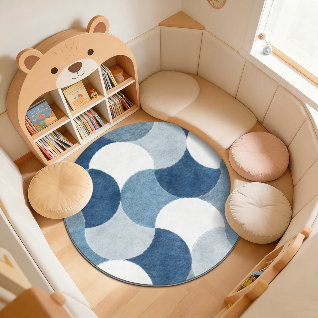 Kids Round Geometric Blue Patt - Baby Nursery Carpet recensione e prezzo
