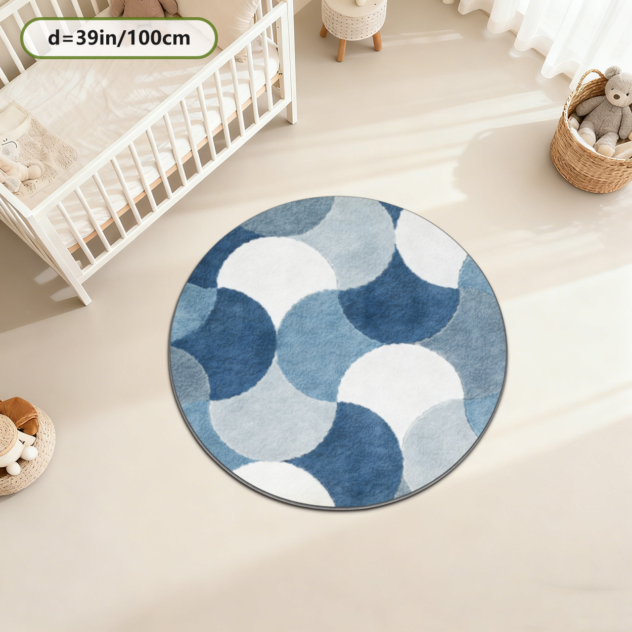 Kids Round Geometric Blue Patt - Baby Nursery Carpet recensione e prezzo