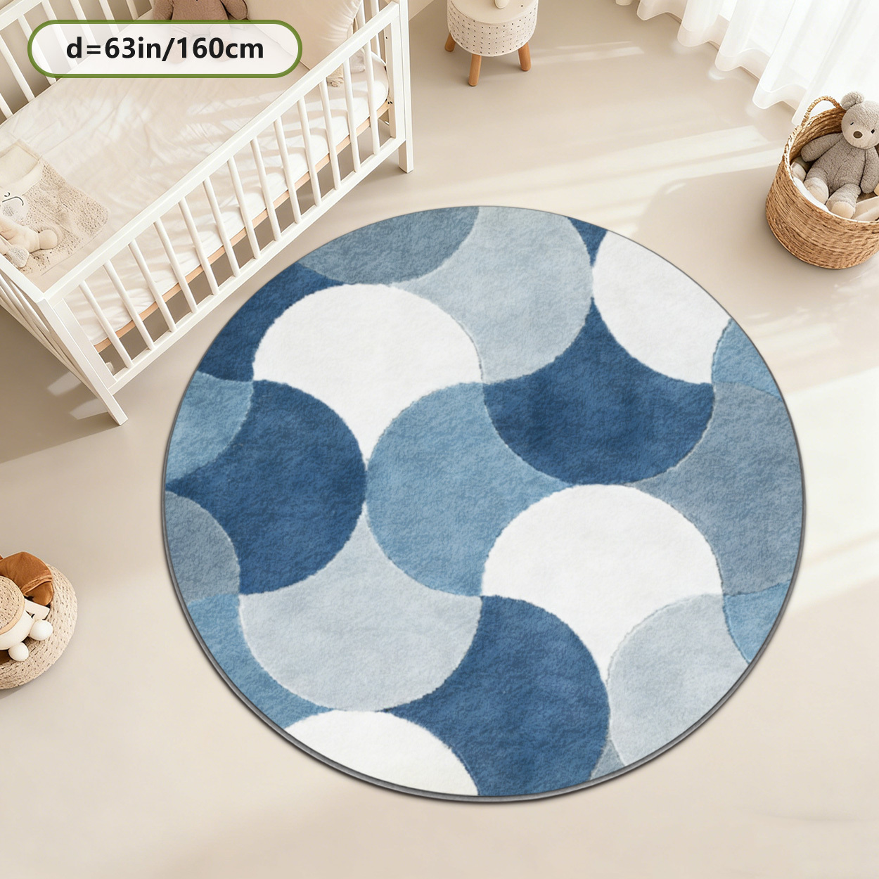 Kids Round Geometric Blue Patt - Baby Nursery Carpet recensione e prezzo