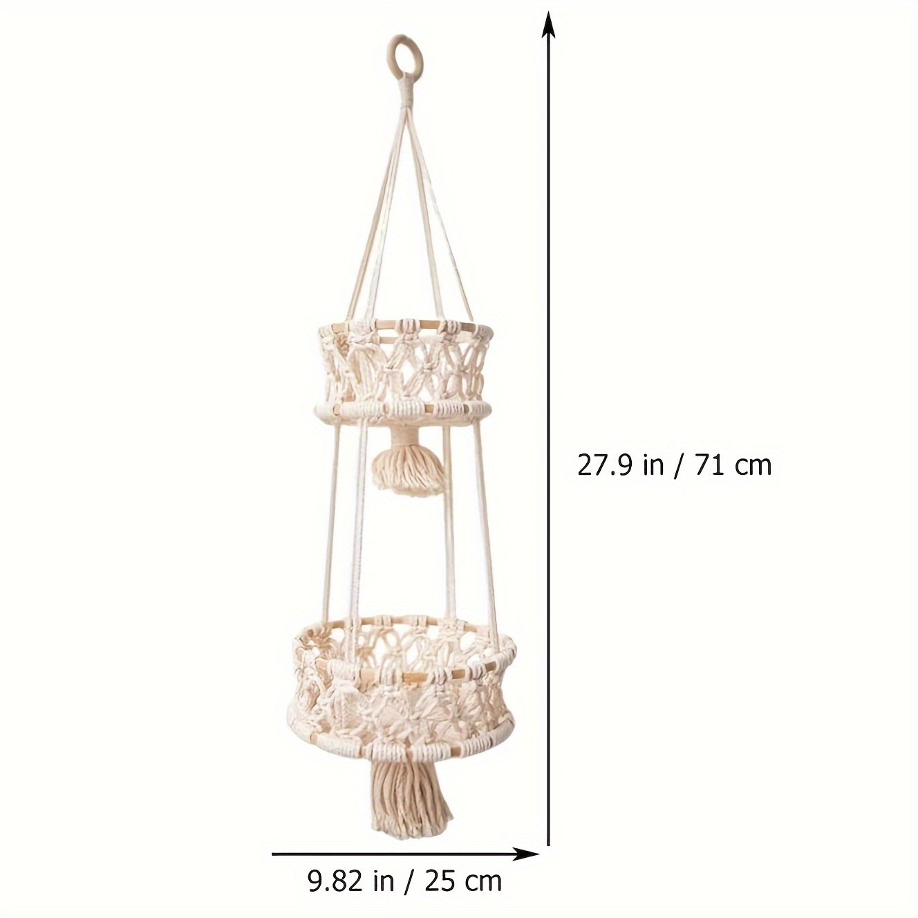 1/2/3-Tier Macrame Hanging Fru - Storage Basket Fabric recensione e prezzo