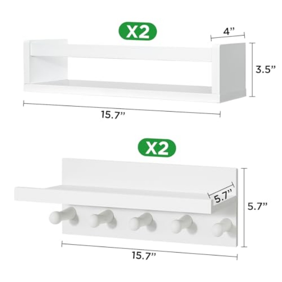 Set of Four Floating Book Shel - Baby Nursery Floating Shelves recensione e prezzo