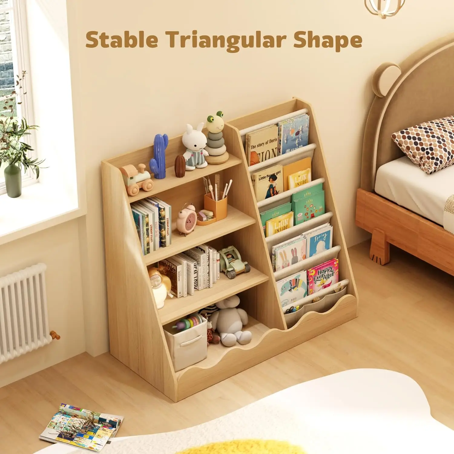 Wooden Kids Bookcase 4 Tier Ba - Baby Nursery Storage recensione e prezzo