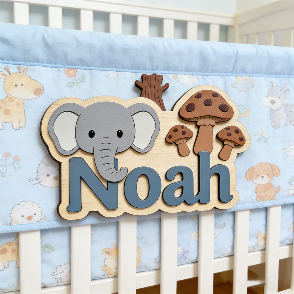 Customizable Cartoon Elephant  - Baby Nursery Themes Girl recensione e prezzo