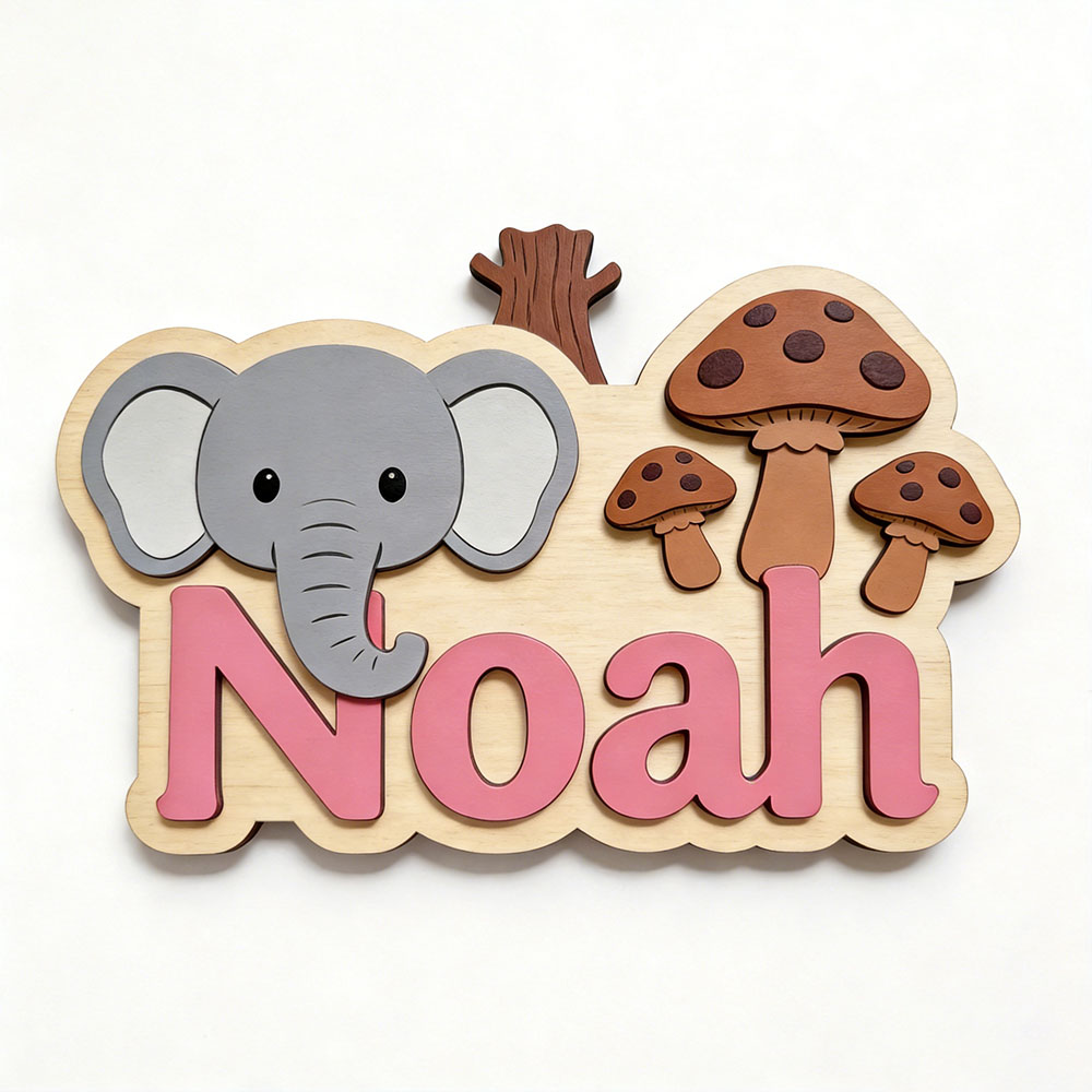 Customizable Cartoon Elephant  - Baby Nursery Themes Girl recensione e prezzo