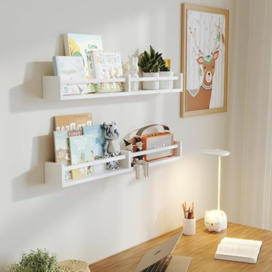 White Nursery Bookshelves, 32I - Baby Nursery Floating Shelves recensione e prezzo