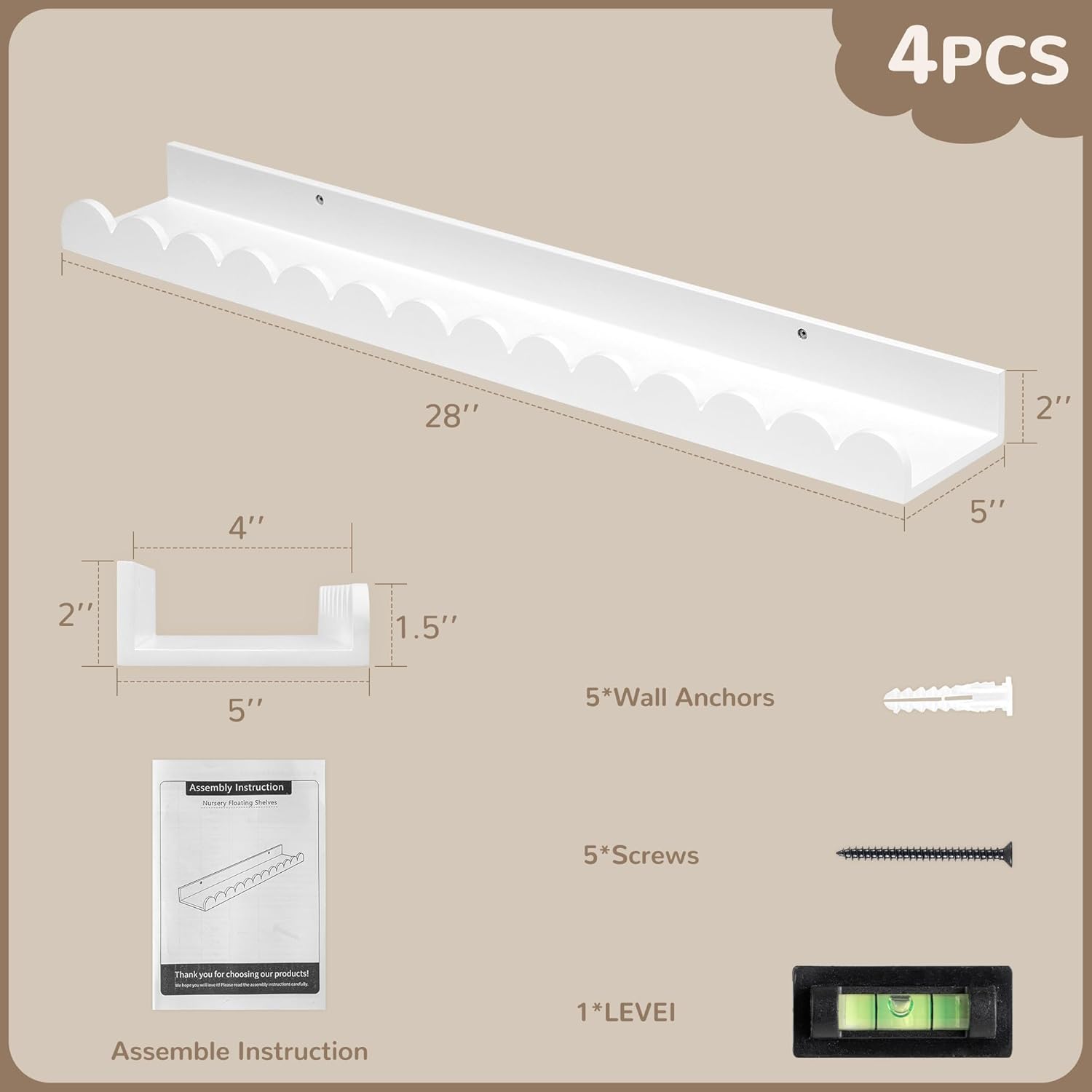 28 Inch Scalloped Floating She - Baby Nursery Floating Shelves recensione e prezzo