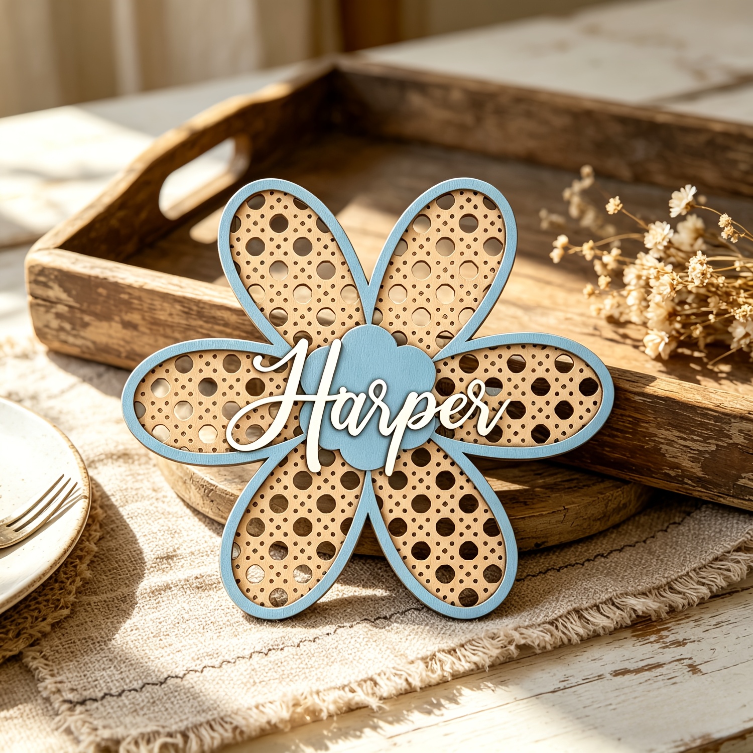Personalized Boho Rattan Flowe - Baby Nursery Decor recensione e prezzo