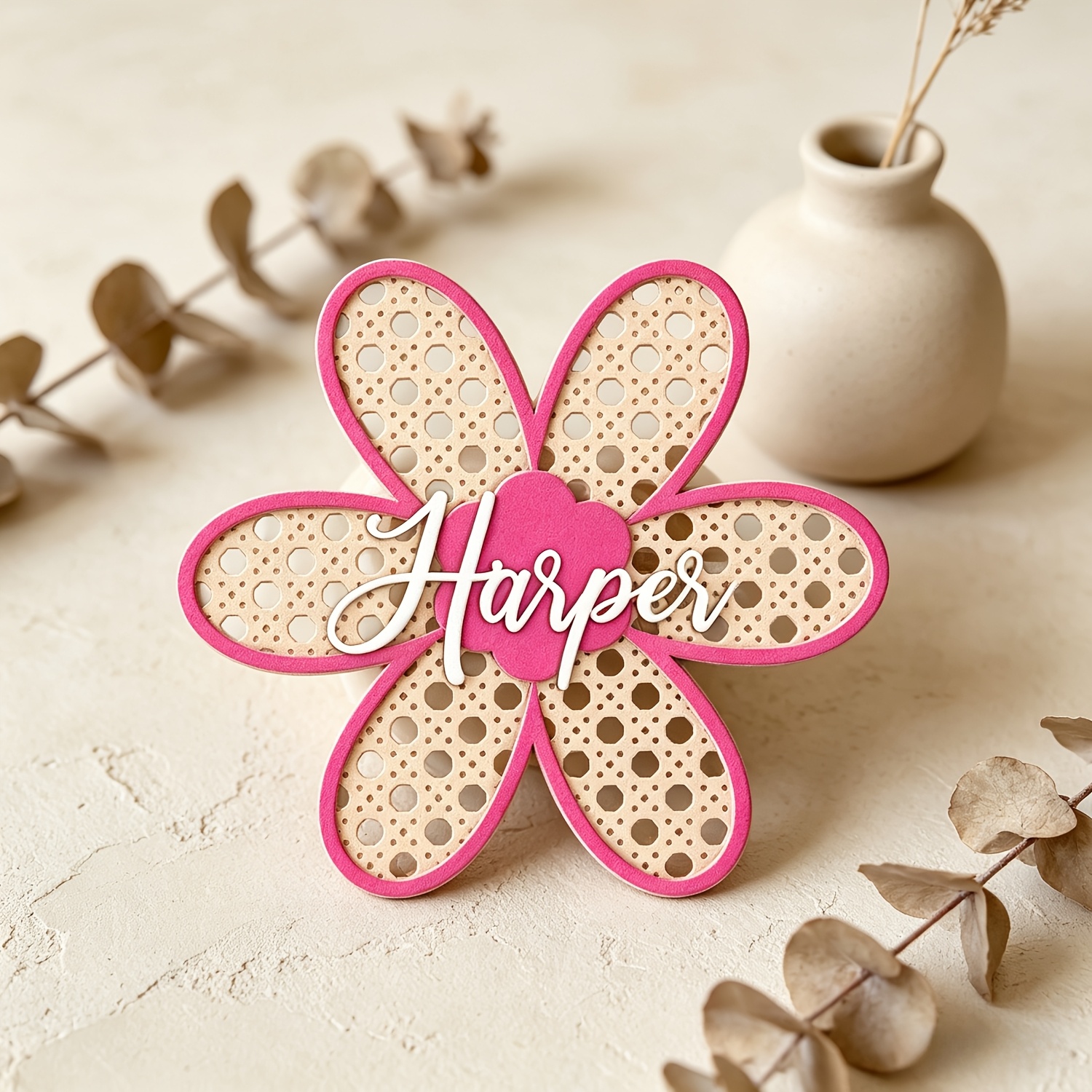 Personalized Boho Rattan Flowe - Baby Nursery Decor recensione e prezzo