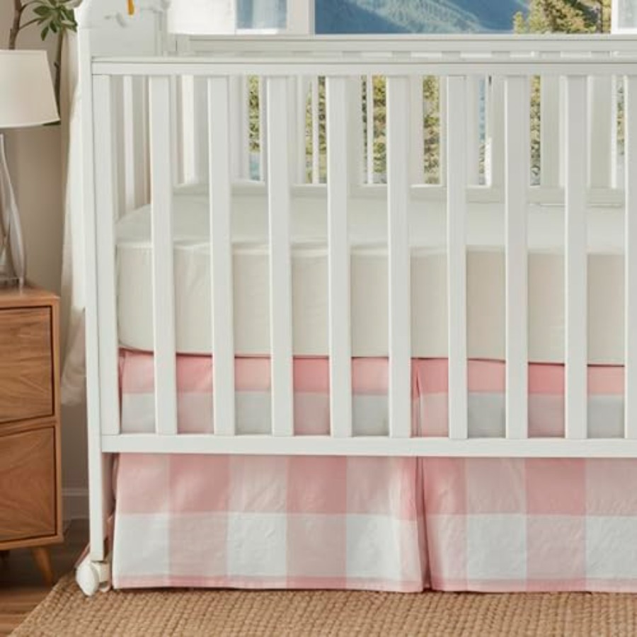 Crib Skirt Gingham Tailored Ba - Baby Nursery Neutral recensione e prezzo
