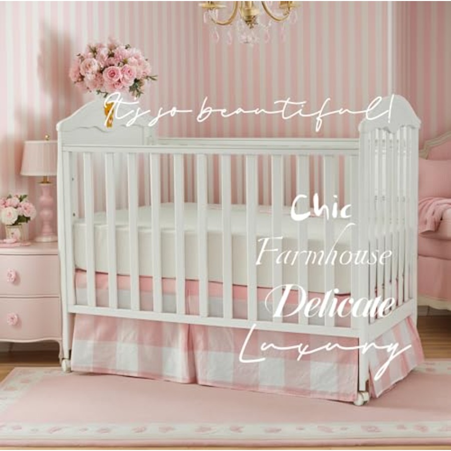 Crib Skirt Gingham Tailored Ba - Baby Nursery Neutral recensione e prezzo