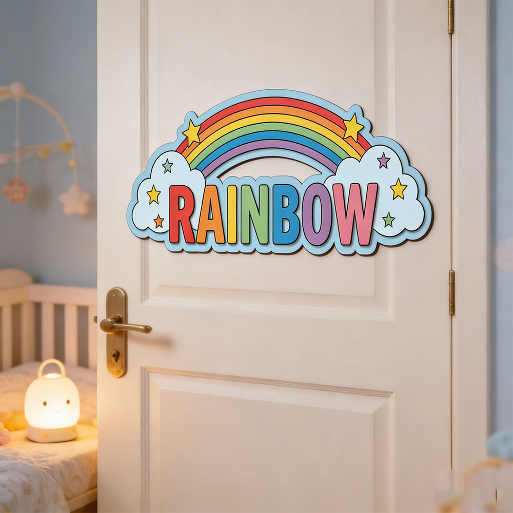 Custom Rainbow Cloud Star Name - Baby Nursery Name Sign recensione e prezzo