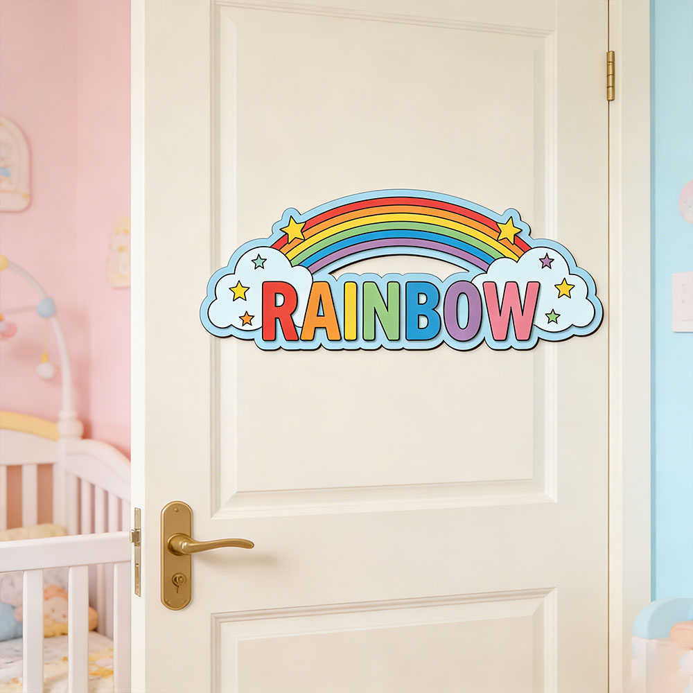 Custom Rainbow Cloud Star Name - Baby Nursery Name Sign recensione e prezzo