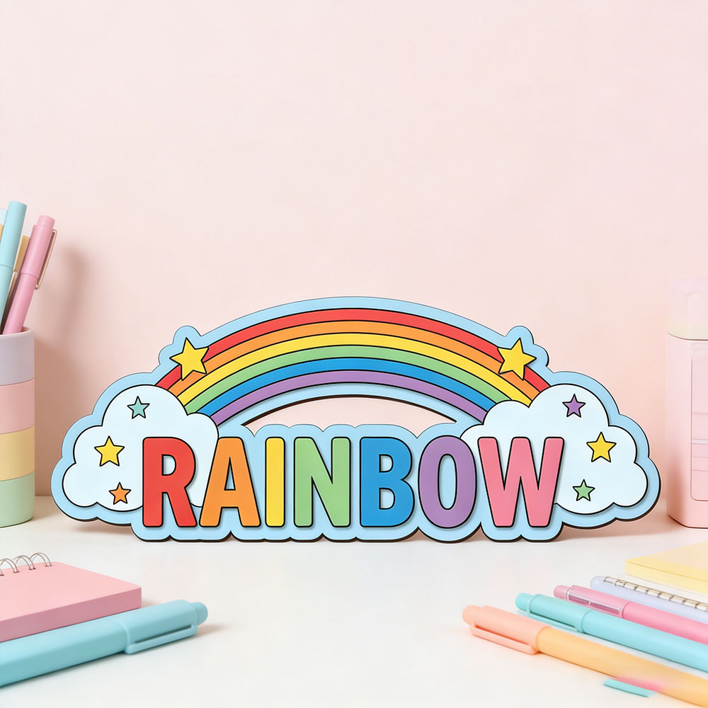 Custom Rainbow Cloud Star Name - Baby Nursery Name Sign recensione e prezzo