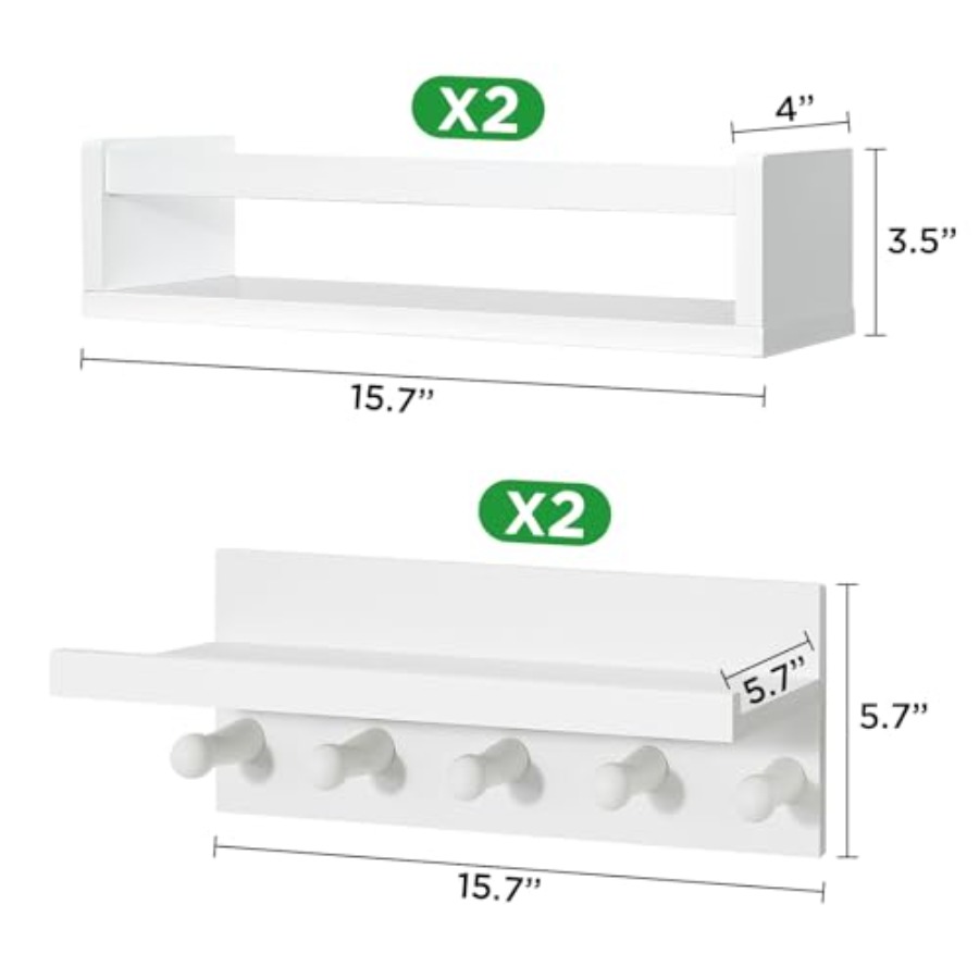 Set of Four Floating Book Shel - Baby Nursery Floating Shelves recensione e prezzo