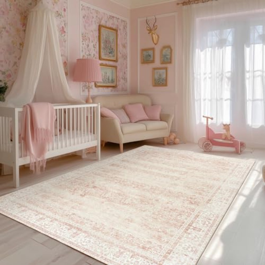 Pink Nursery Rug for Baby Girl - Baby Nursery Neutral recensione e prezzo