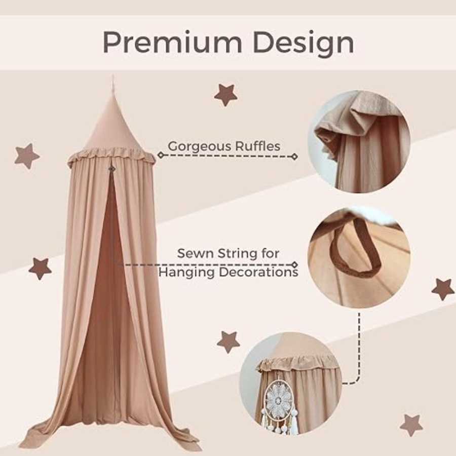Bed Canopy with Ruffles, Paste - Baby Nursery Neutral recensione e prezzo