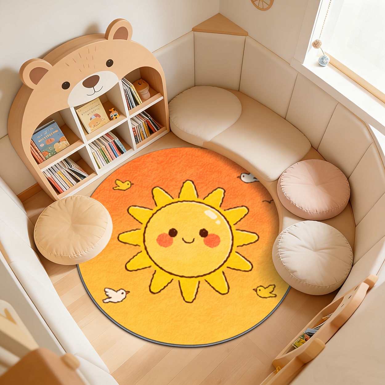 Kids Round Sun Rug Yellow Play - Baby Nursery Carpet recensione e prezzo