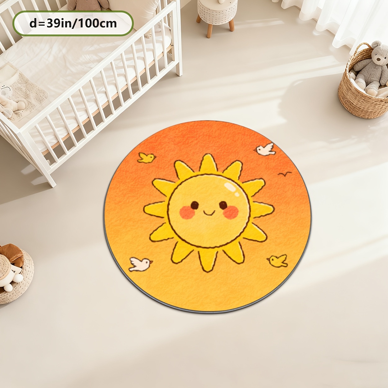 Kids Round Sun Rug Yellow Play - Baby Nursery Carpet recensione e prezzo