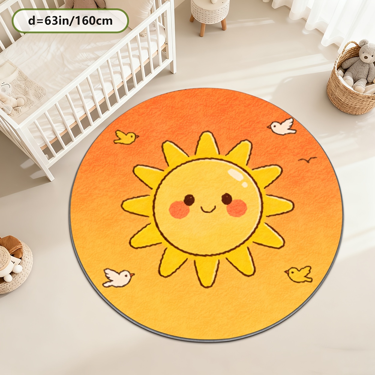 Kids Round Sun Rug Yellow Play - Baby Nursery Carpet recensione e prezzo