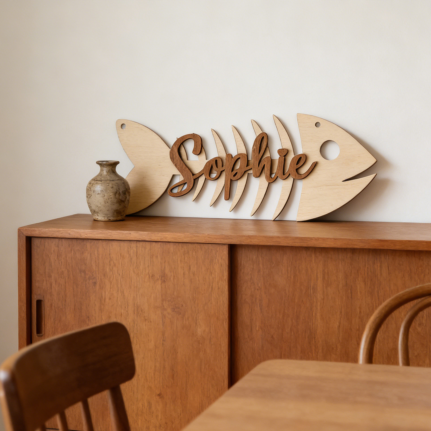 1Pc Custom Name Fish Skeleton  - Baby Nursery Diy recensione e prezzo