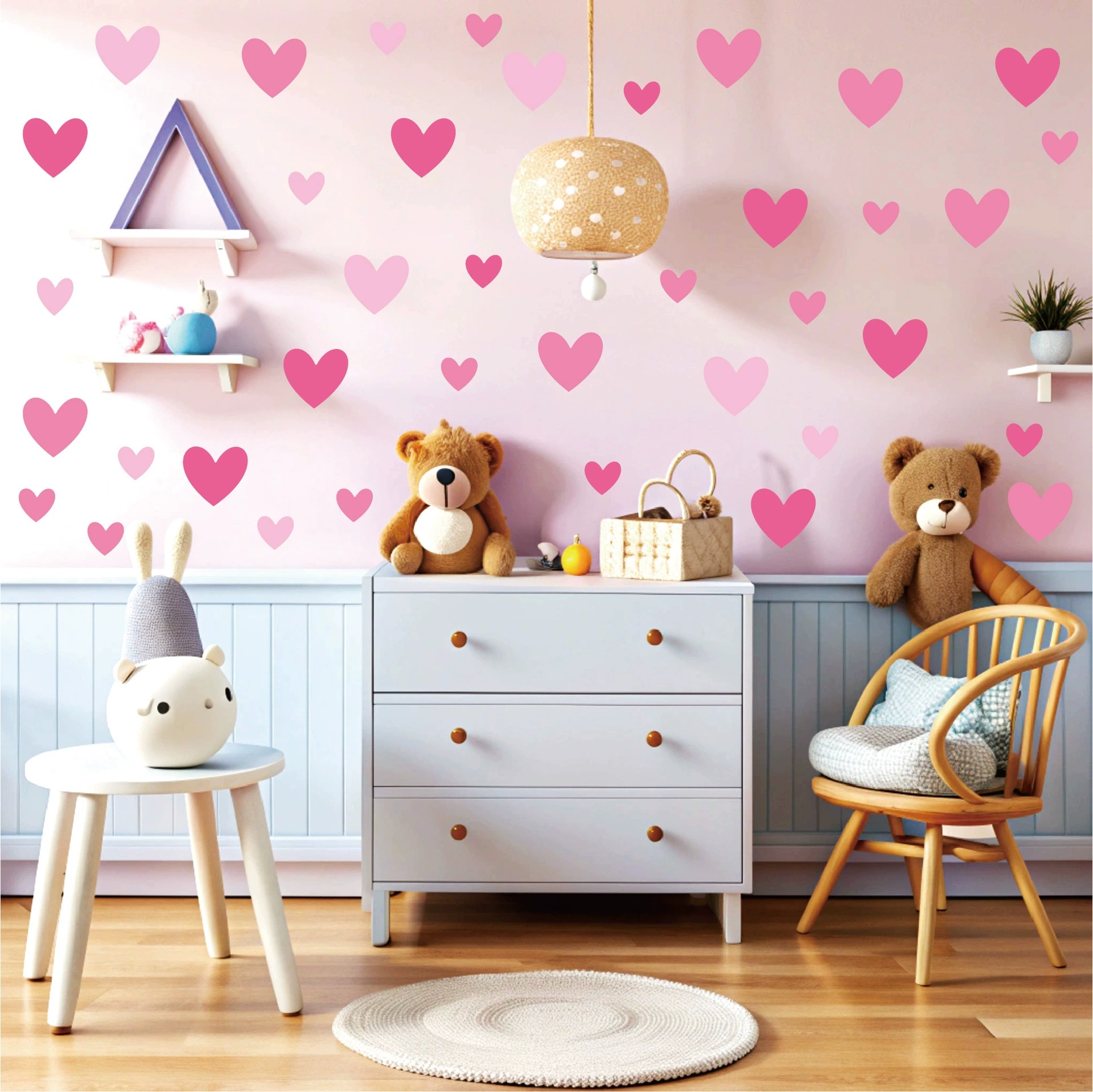 170pcs=10 Sheets Pink Heart Wa - Baby Nursery Wallpaper Girl recensione e prezzo