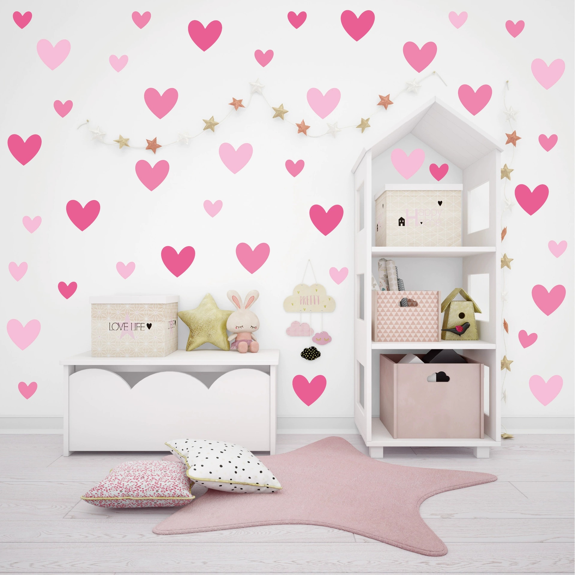 170pcs=10 Sheets Pink Heart Wa - Baby Nursery Wallpaper Girl recensione e prezzo