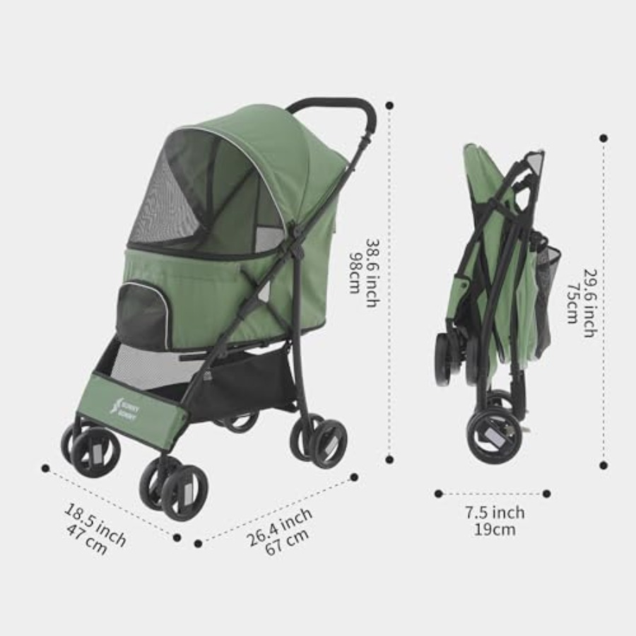 Foldable Jogger Pet Stroller f - Storage Basket Fabric recensione e prezzo