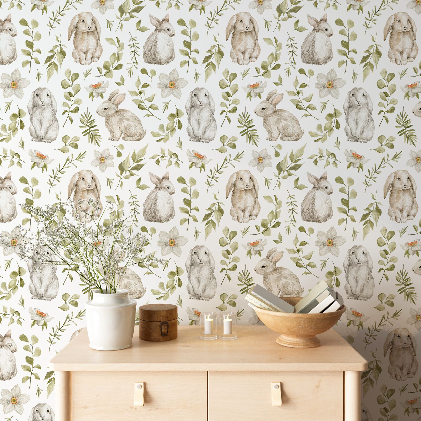 Bunny Wallpaper Kids Room Wall - Baby Nursery Wallpaper Girl recensione e prezzo