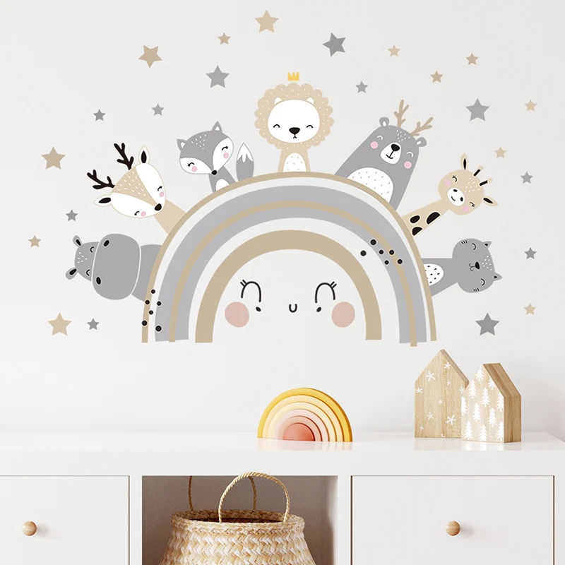 Cartoon Cute Animals on the Ra - Baby Nursery Wallpaper recensione e prezzo